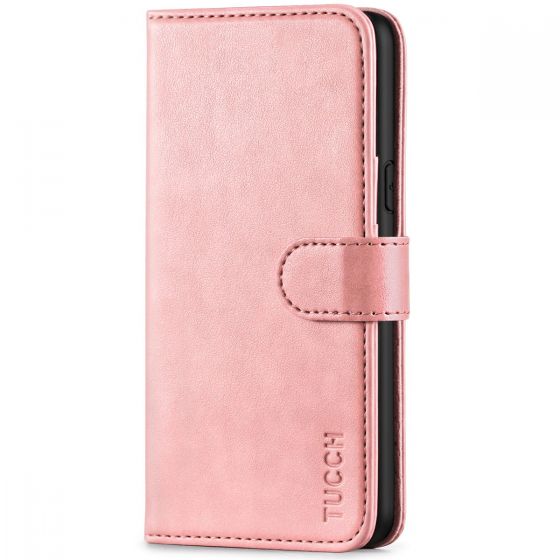 TUCCH iPhone XS Wallet Case, iPhone X / XS Leather Cover, Auto Sleep/Wake up, Magnet Clasp, Stand - Rose Gold