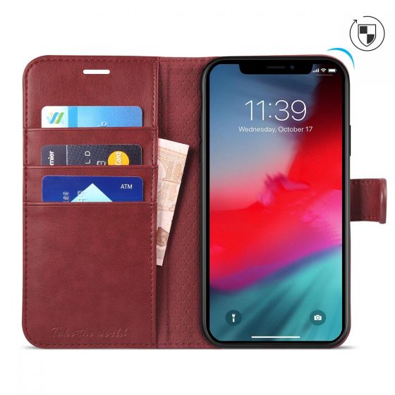 TUCCH iPhone XR Wallet Case Leather Cover, Stand, Flip Style Red