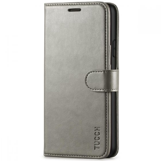 TUCCH iPhone XR Wallet Case - iPhone XR Leather Cover - Grey