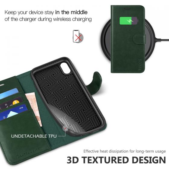 TUCCH iPhone XR Wallet Case - iPhone 10R Leather Case Cover with Stand