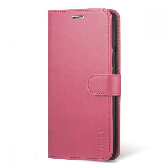 TUCCH iPhone XS Wallet Case, iPhone X / XS Leather Case Cover, Auto Sleep/Wake up, Stand, Magnet Clasp - Hot Pink