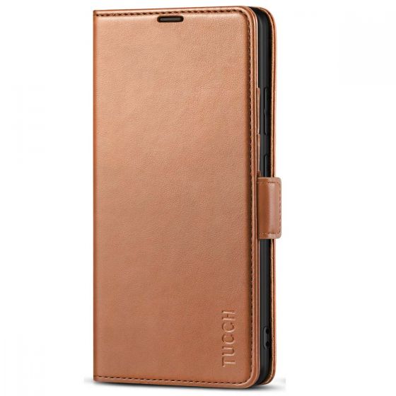 TUCCH SAMSUNG Galaxy S21 Ultra Wallet Case, SAMSUNG S21 Ultra Flip Case 6.8-inch - Light Brown