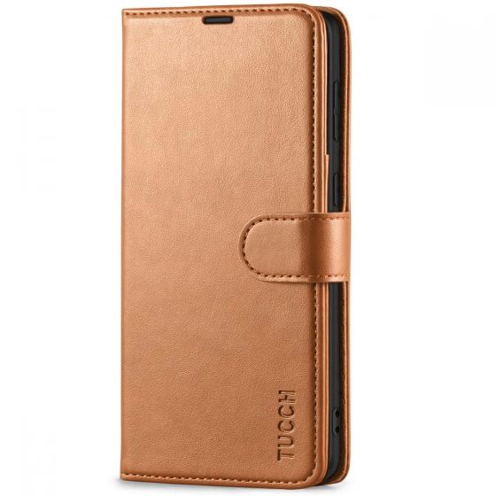 TUCCH SAMSUNG GALAXY S21 Wallet Case, SAMSUNG S21 Flip Case 6.2-inch - Light Brown