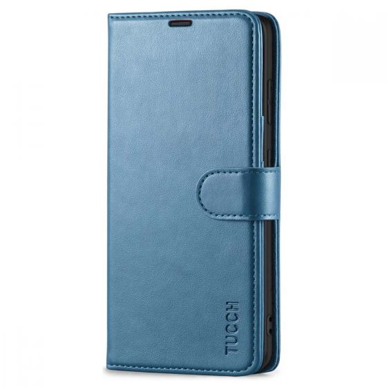 TUCCH SAMSUNG S21FE Wallet Case, SAMSUNG Galaxy S21 FE Case with Magnetic Clasp - Lake Blue