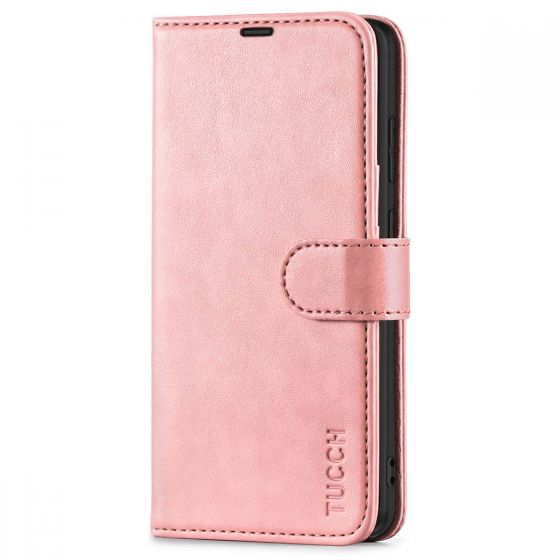 TUCCH SAMSUNG S21FE Wallet Case, SAMSUNG Galaxy S21 FE Case with Magnetic Clasp - Rose Gold