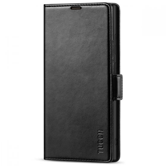 TUCCH SAMSUNG S22 Ultra Wallet Case, SAMSUNG Galaxy S22 Ultra PU Leather Cover Book Flip Folio Case with Dual Magnetic Tab - Black