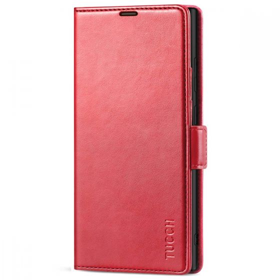 TUCCH SAMSUNG S22 Ultra Wallet Case, SAMSUNG Galaxy S22 Ultra PU Leather Cover Book Flip Folio Case - Red