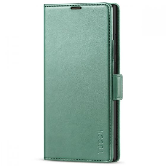 TUCCH SAMSUNG S22 Ultra Wallet Case, SAMSUNG Galaxy S22 Ultra PU Leather Cover Book Flip Folio Case with Dual Magnetic Tab - Myrtle Green