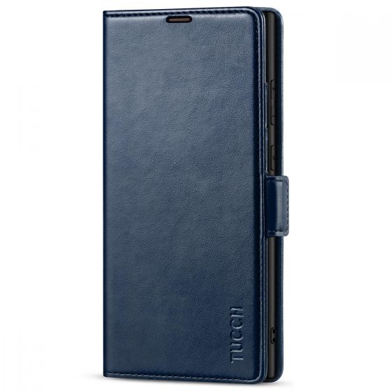 TUCCH SAMSUNG S23 Ultra Wallet Case, SAMSUNG Galaxy S23 Ultra PU Leather Cover Book Flip Folio Case - Dark Blue