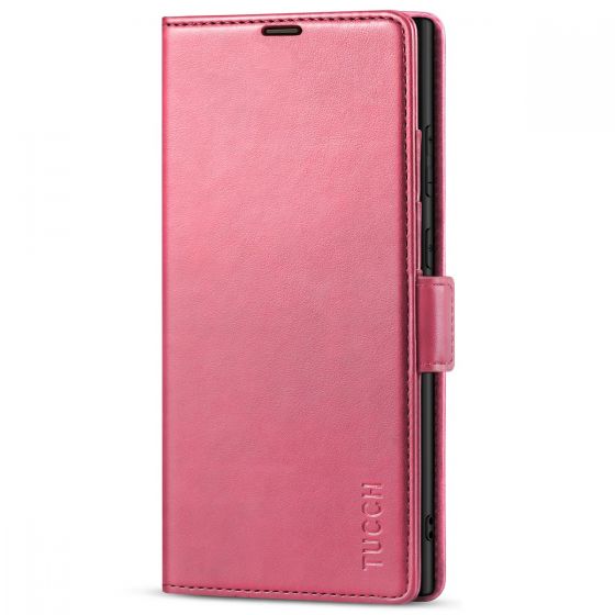 TUCCH SAMSUNG S23 Ultra Wallet Case, SAMSUNG Galaxy S23 Ultra PU Leather Cover Book Flip Folio Case - Hot Pink