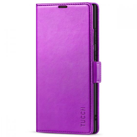 TUCCH SAMSUNG S23 Ultra Wallet Case, SAMSUNG Galaxy S23 Ultra PU Leather Cover Book Flip Folio Case - Purple