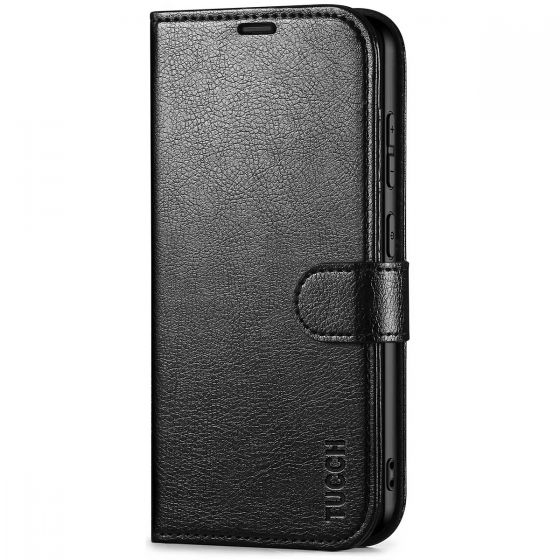 TUCCH SAMSUNG GALAXY S24 Plus Wallet Case, SAMSUNG S24 Plus PU Leather Case Book Flip Folio Cover - Black - Full Grain