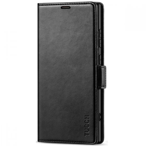 TUCCH SAMSUNG S24 Ultra Wallet Case, SAMSUNG Galaxy S24 Ultra PU Leather Cover Book Flip Folio Case - Black