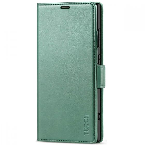 TUCCH SAMSUNG S24 Ultra Wallet Case, SAMSUNG Galaxy S24 Ultra PU Leather Cover Book Flip Folio Case - Myrtle Green