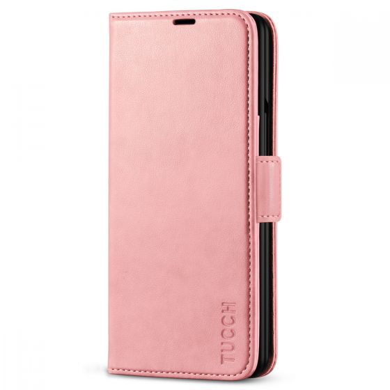 TUCCH SAMSUNG GALAXY Z FOLD 3 Wallet Case, SAMSUNG Z FOLD 3 Flip Case with S Pen Holder - Rose Gold