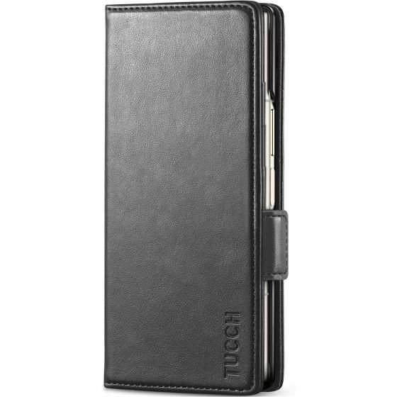 TUCCH SAMSUNG GALAXY Z FOLD6 Wallet Case with S Pen Holder, Stand, Card Holder, RFID Blocking, Magnetic Closure, Front Cover, Flip Case - Black