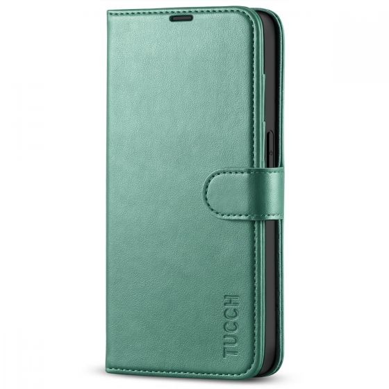 TUCCH iPhone 14 Pro Wallet Case, iPhone 14 Pro PU Leather Case, Folio Flip Cover with RFID Blocking and Kickstand - Myrtle Green