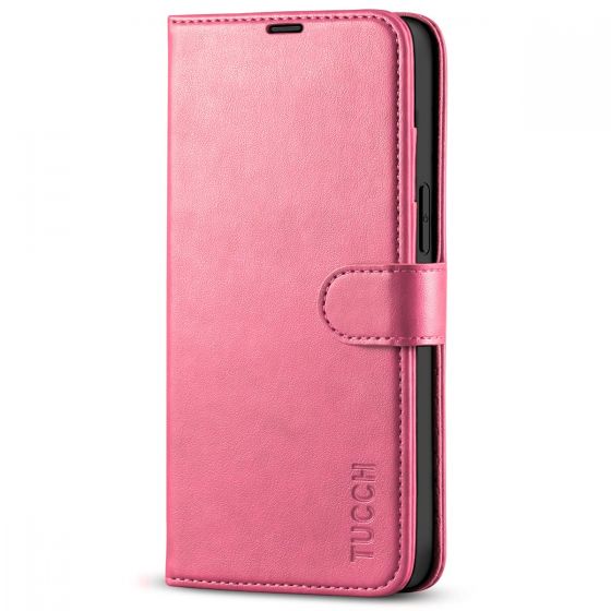 TUCCH iPhone 14 Pro Max Wallet Case, iPhone 14 Pro Max PU Leather Case with Folio Flip Book RFID Blocking, Stand, Card Slots, Magnetic Clasp Closure - Hot Pink