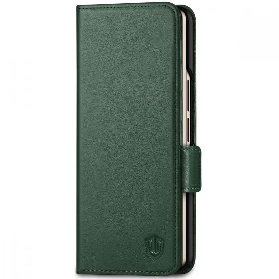 SHIELDON SAMSUNG Galaxy Z Fold5 Book Case, SAMSUNG Z Fold 5 Genuine Leather Book Cover - Midnight Green