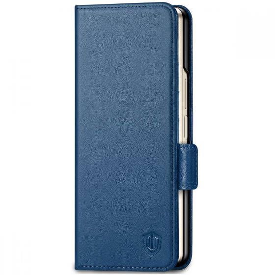 SHIELDON SAMSUNG Galaxy Z Fold5 Magnetic Wallet Case, SAMSUNG Z Fold 5 Genuine Leather RFID Phone Cover - Royal Blue