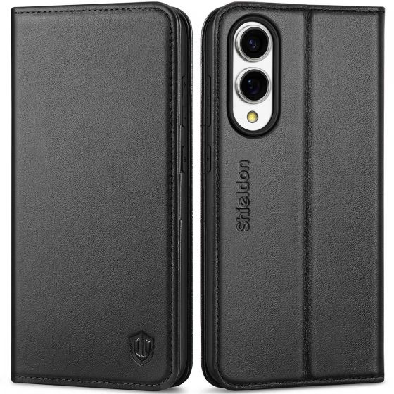 SHIELDON SAMSUNG Galaxy S25 Edge Wallet Case, SAMSUNG S25 Edge Genuine Leather Case RFID Blocking Card Holder Fold Book Folio Flip Magnetic Closure Kickstand Protective Cover for SAMSUNG S25 Edge 5G (2025)
