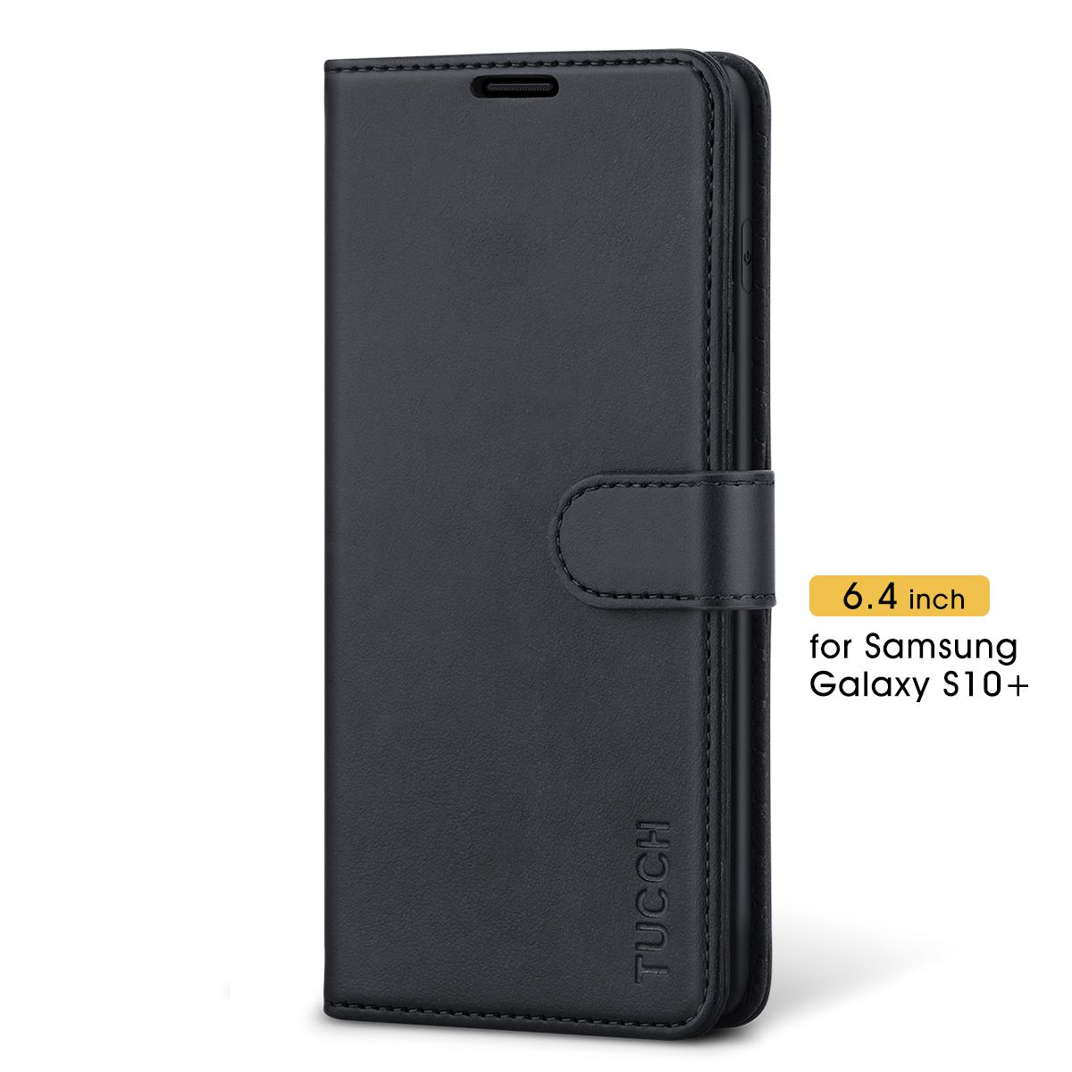 Leather Cover Compatible with Samsung Galaxy S10 Plus Black Wallet Case for Samsung Galaxy S10 Plus