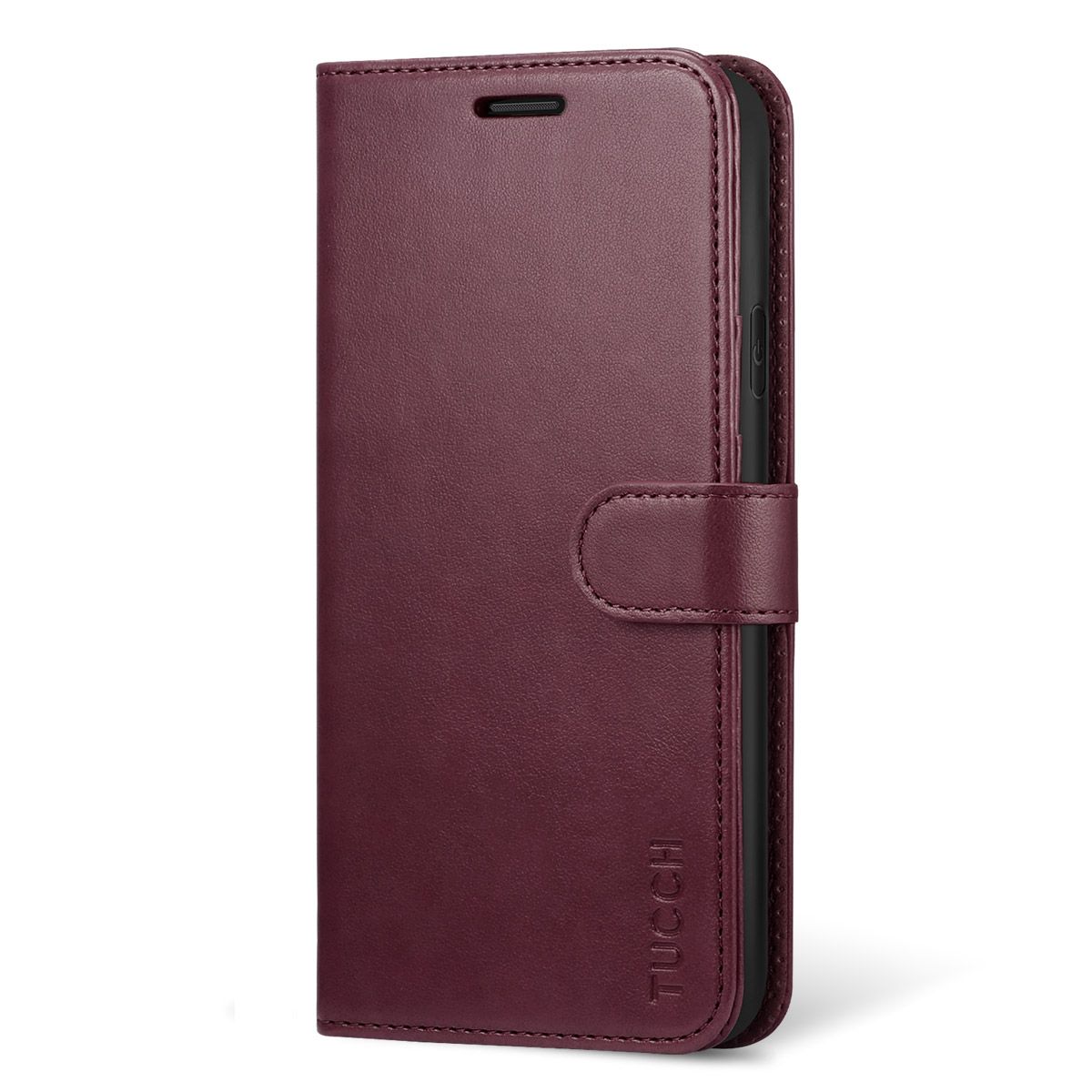 TUCCH iPhone XR Wallet Case - iPhone 10R Leather Case Cover with Stand,  Flip Style, Magnetic Closure, RFID Blocking, Support Wireless Charging -  Wine Red
