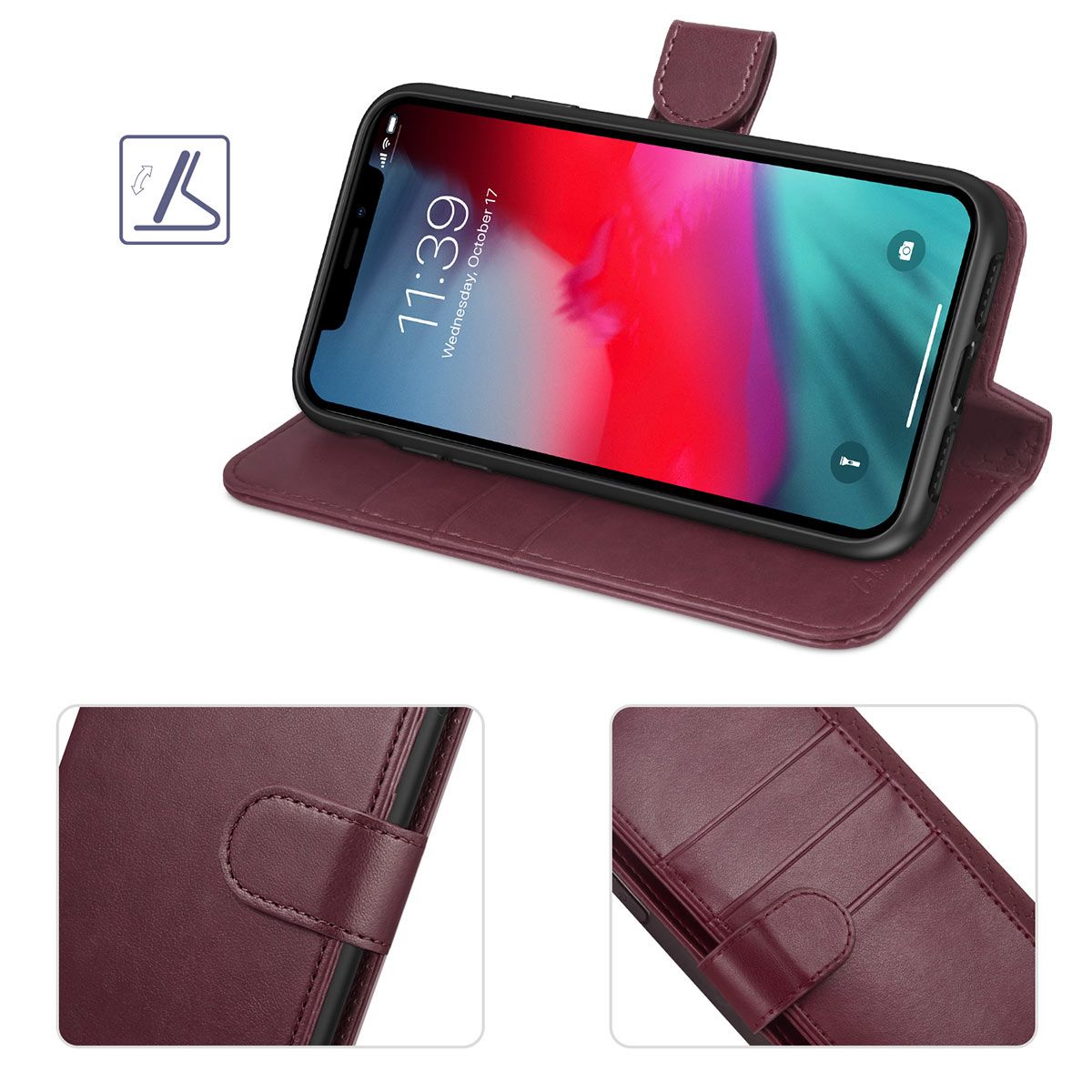 TUCCH iPhone XR Wallet Case iPhone 10R Leather Case Cover with Stand