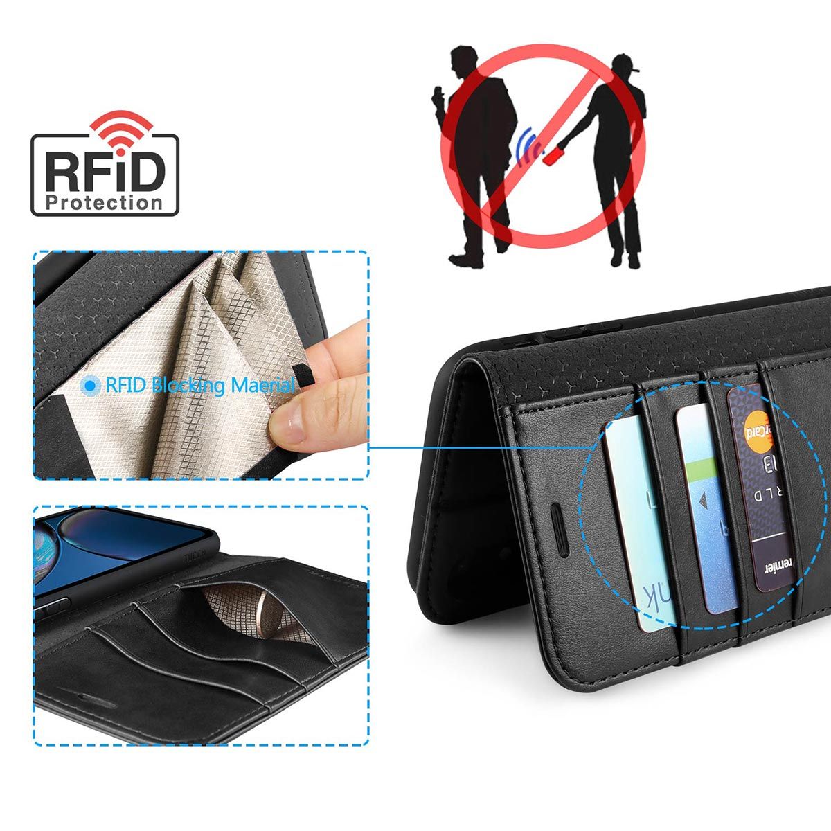 TUCCH iPhone XR Wallet Case iPhone XR Leather Cover