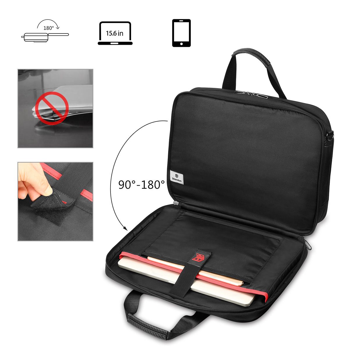 Laptop Bag 15.6 inch Business Briefcase Expandable Messenger Bag with Shoulder Strap Water Multi-Functional Fabric Laptop Case Adjustable Shoulder Strap Portable Sleeve Briefcase,G 
