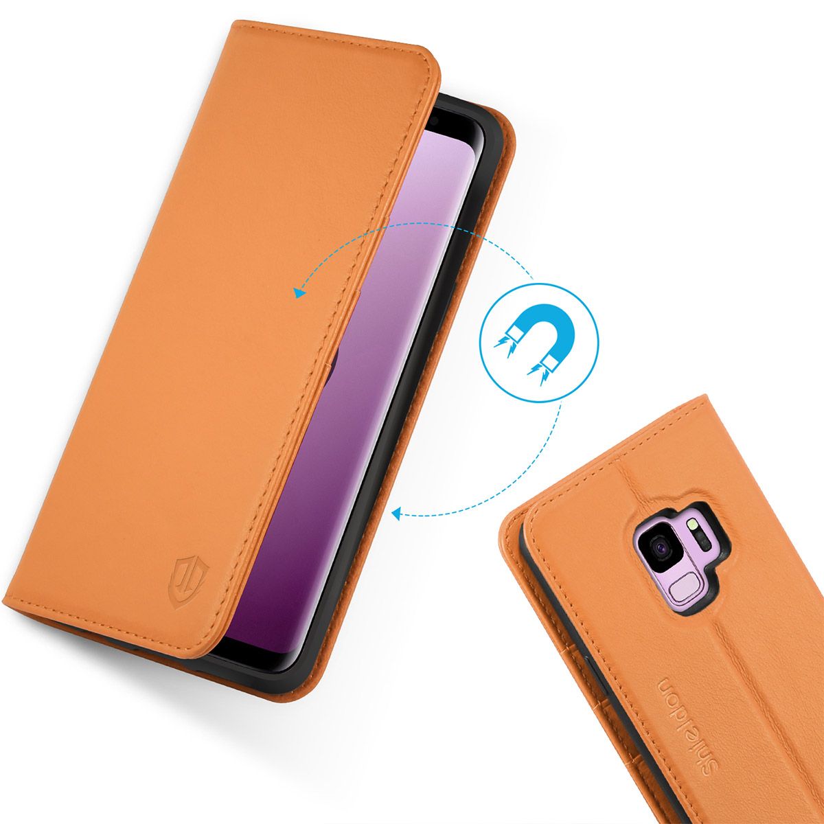 SHIELDON Samsung Galaxy S9 Case, Samsung S9 Book Flip Folio Leather
