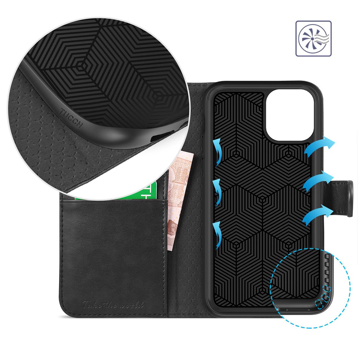 TUCCH iPhone 11 Wallet Case, iPhone 11 Leather Case, Folio Flip Cover