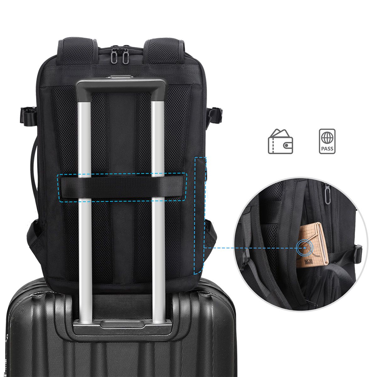 SHIELDON Travel Carryon Backpack, 17 Inch Laptop Backpack 23L38L