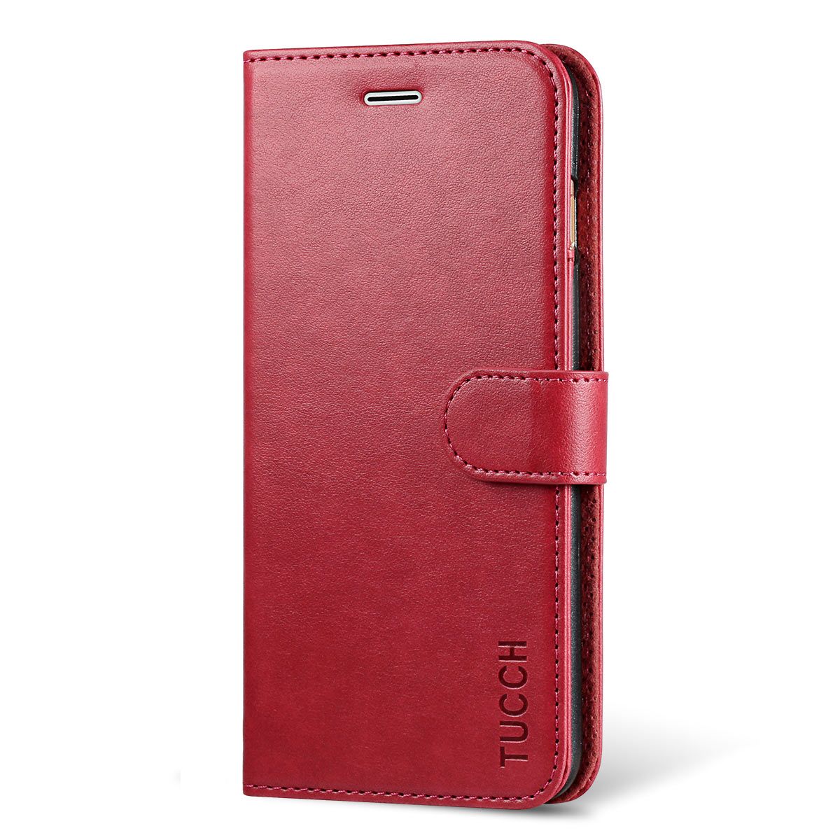 TUCCH iPhone 7 Plus Wallet Case, iPhone 8 Plus Case, PU Leather Flip Wallet Case, Red