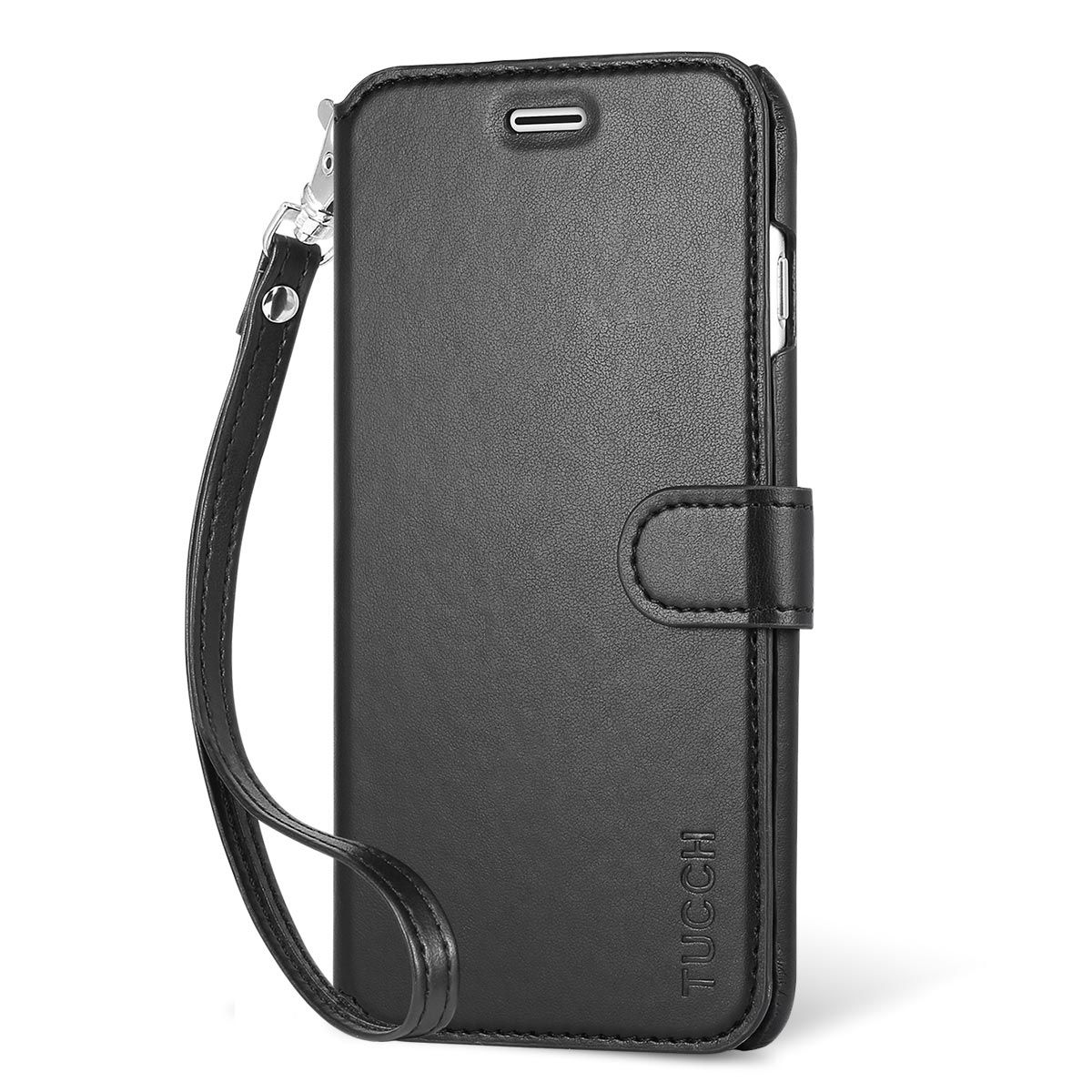 Tucch Iphone 7 Plus Wallet Case Wrist Strap Pu Leather Case