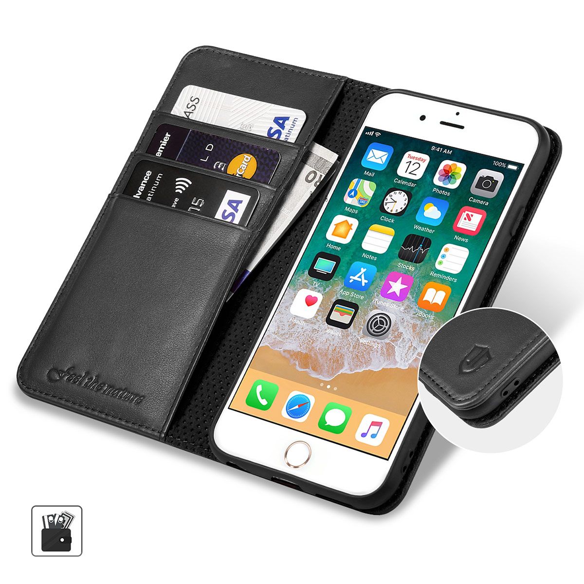 Shieldon Iphone 6 Plus Folio Case Genuine Leather Cover Die passende handyhülle für den strand: shieldon iphone 6 plus folio case iphone 6s plus wallet case genuine leather cover with tpu