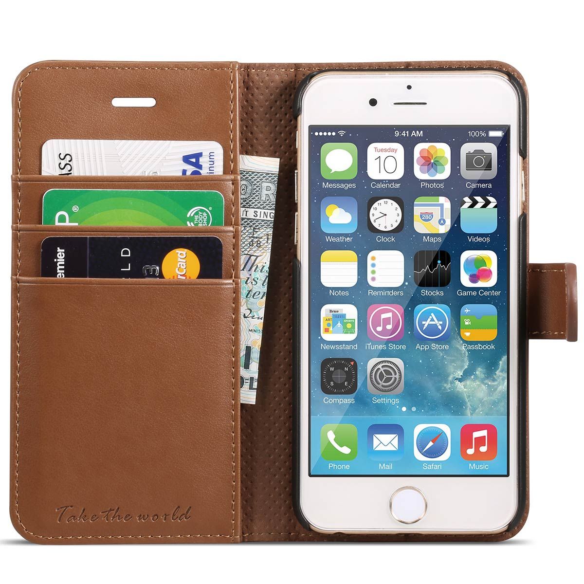 tucch iphone 7 wallet case iphone 8 case stand holder and magnetic closure brown