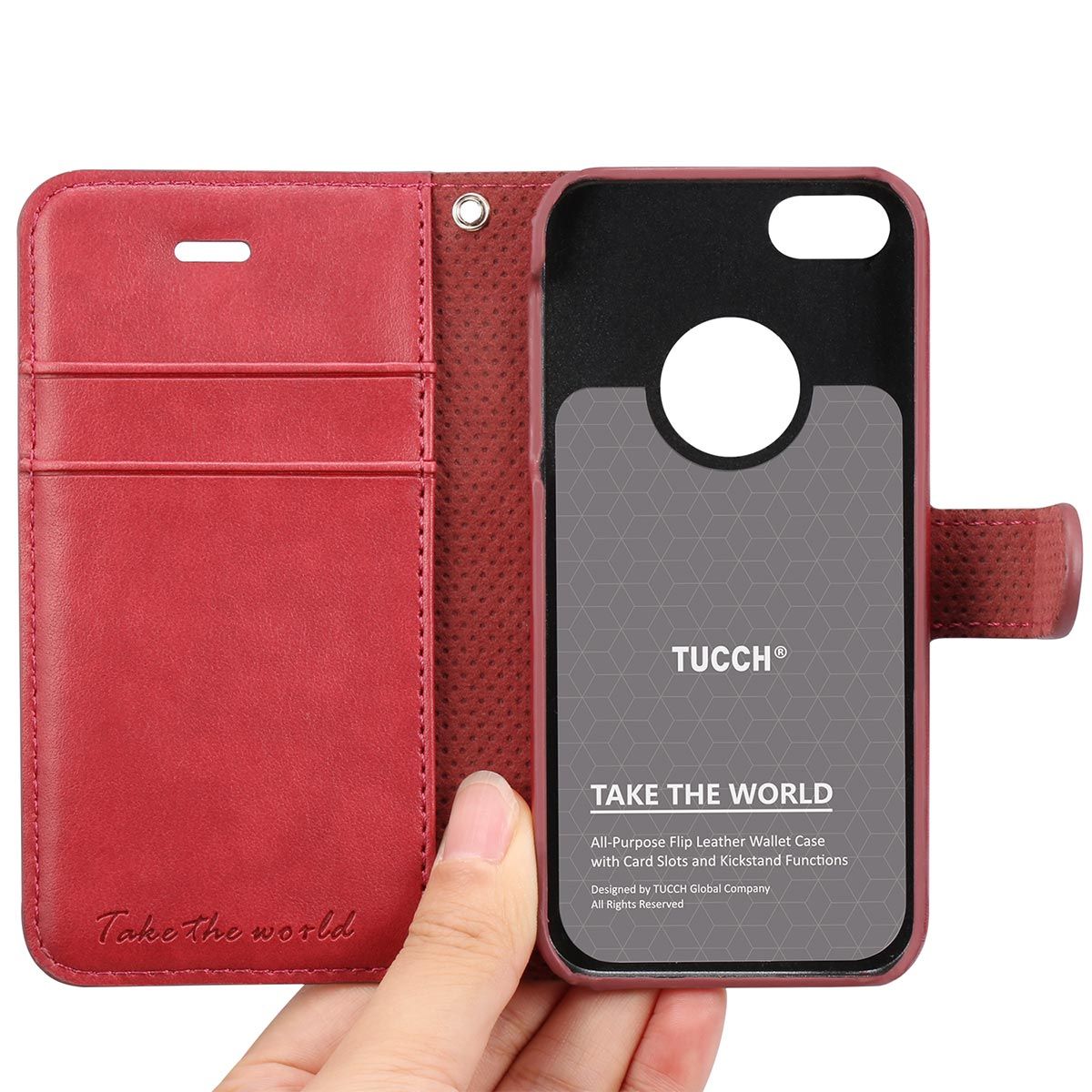 TUCCH iPhone 5/5S/SE Case Leather Wallet Case, Flip Book Case Cover