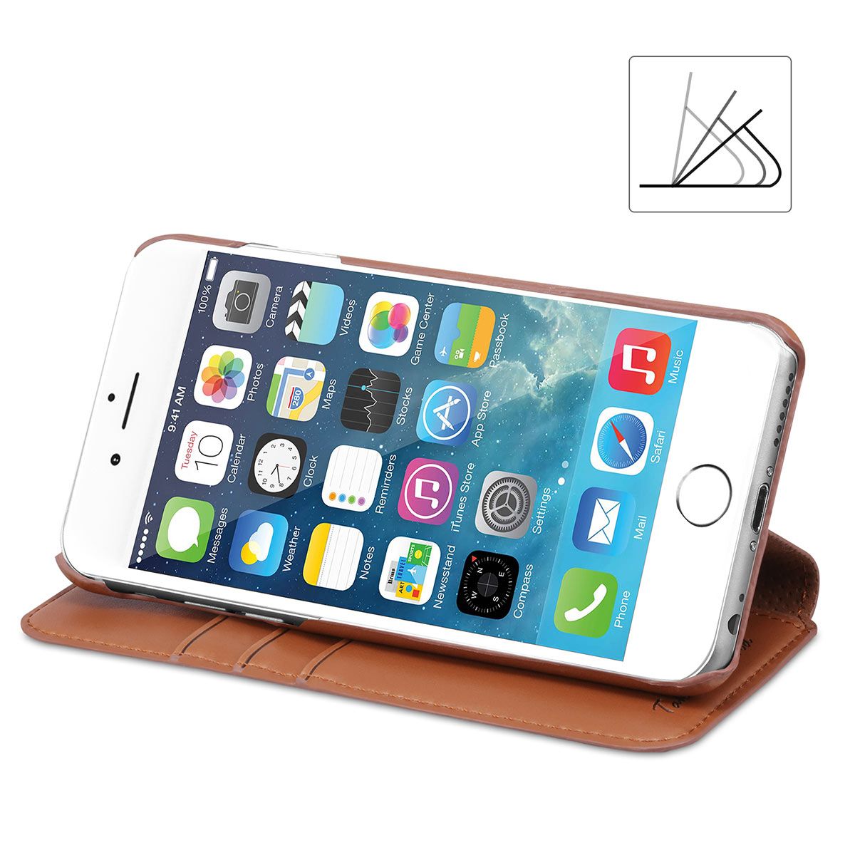 TUCCH iPhone 6S/6 Plus Leather Wallet Phone Case, Wrist Strap