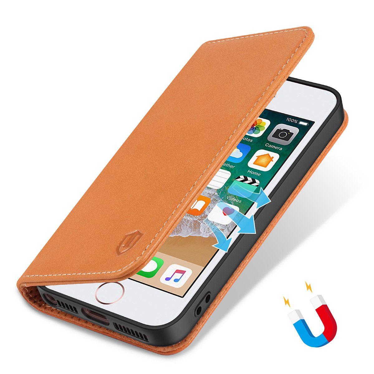 SHIELDON iPhone 5S Leather Genuine Wallet Phone Case