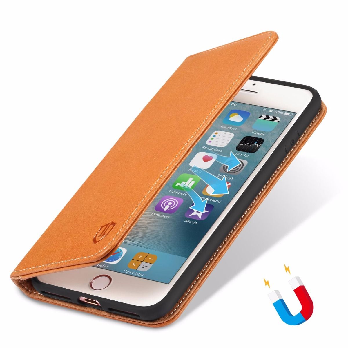 SHIELDON iPhone 7 Plus Case with Card Holder Genuine Leather Case