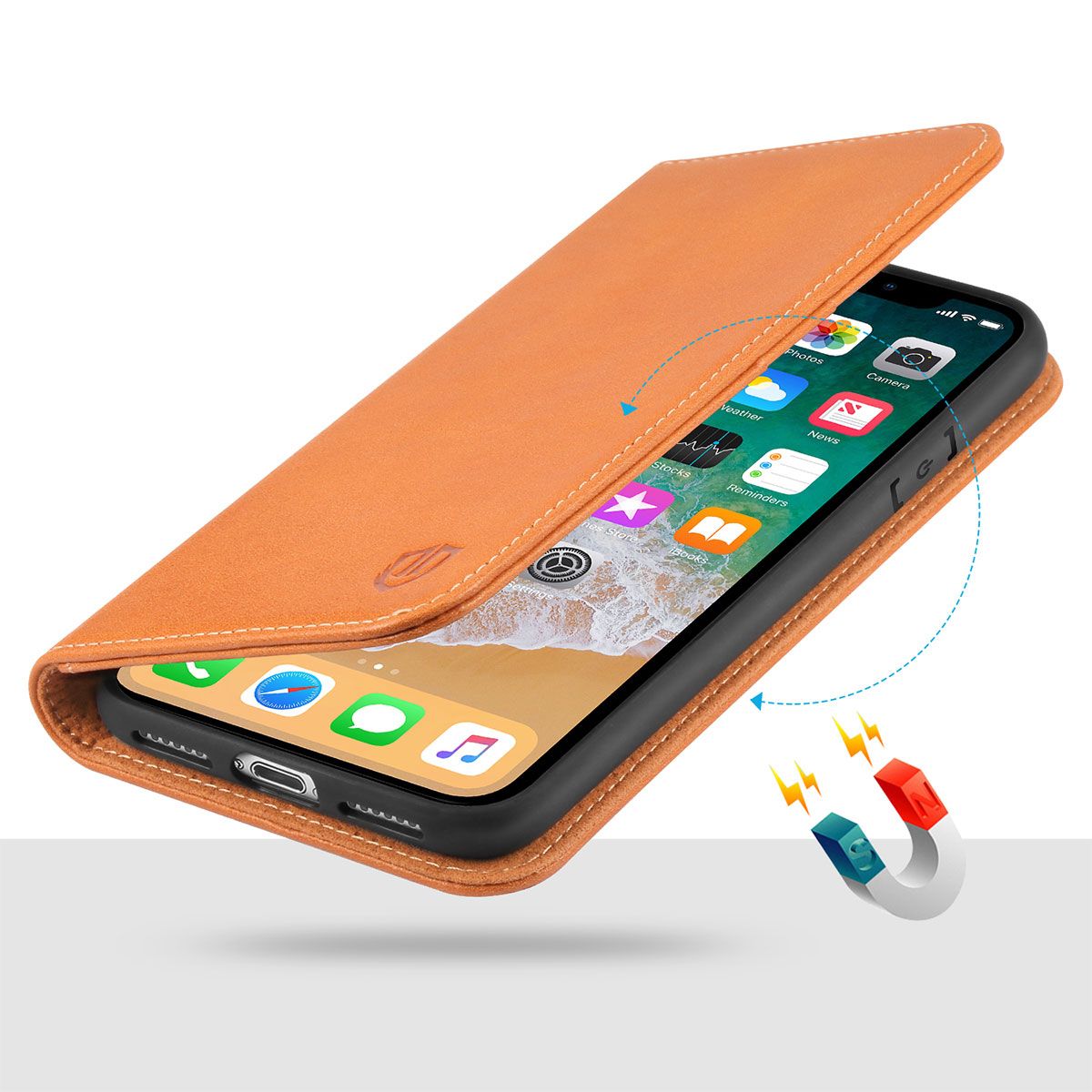 Shieldon Iphone X Wallet Case With Genuine Leather Cover