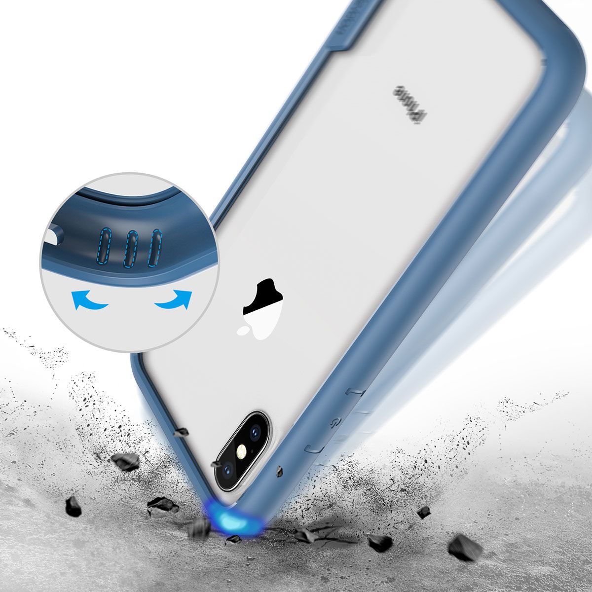 SHIELDON iPhone XS / iPhone Case - Coral blue Apple iPhone X / iPhone TPU bumper Case with Transparent Back - Glacier Series