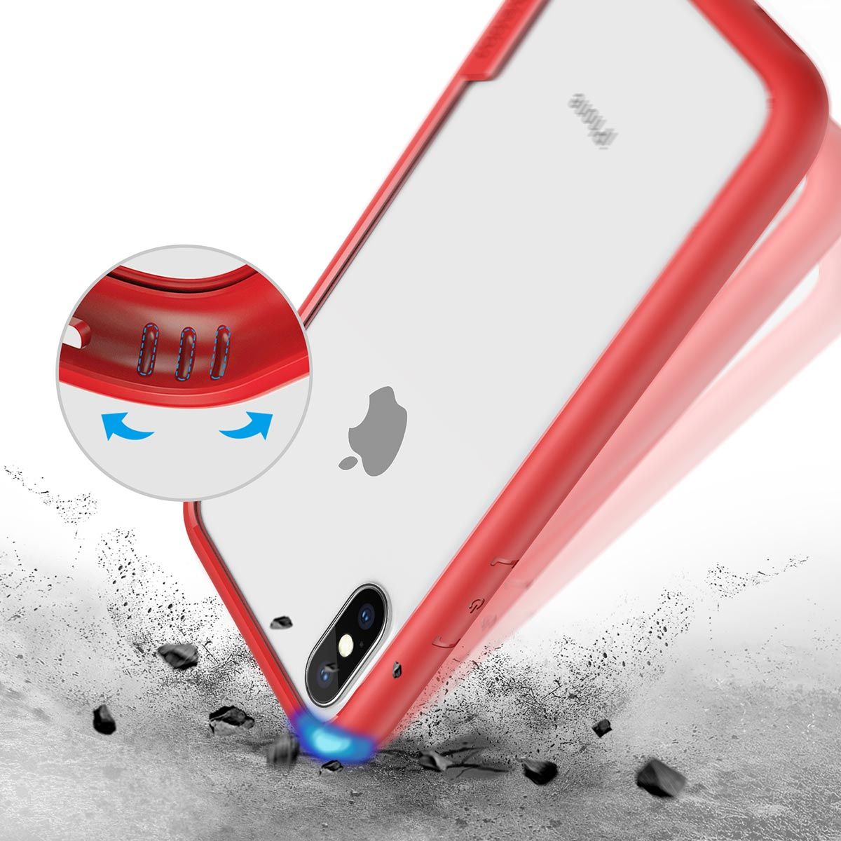 iPhone XS iPhone X Case - Red Apple iPhone X / iPhone 10 TPU bumper with Transparent Back - Glacier Series