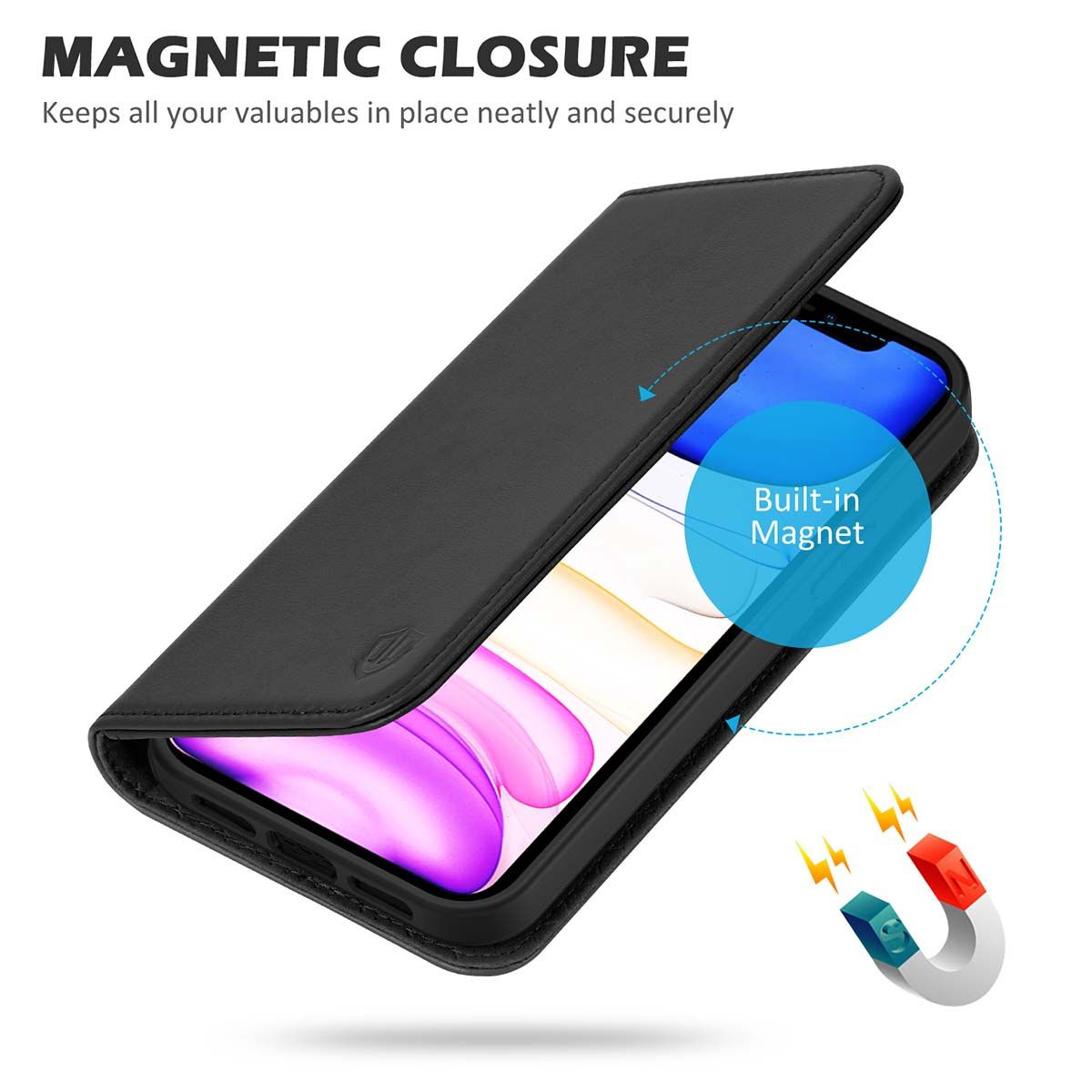 SHIELDON iPhone 12 Mini Wallet Case, iPhone 12 Mini Leather Cover