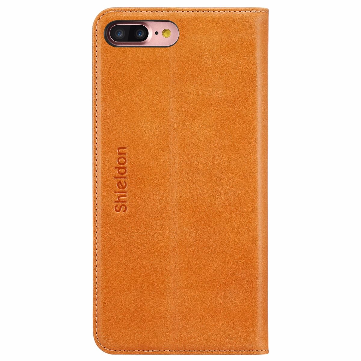 SHIELDON iPhone 8 Plus Wallet Case - iPhone 8 Plus Genuine Leather Kickstand Case