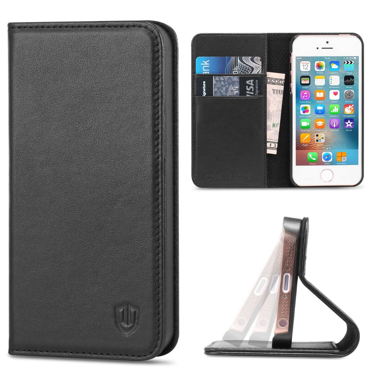 SHIELDON Genuine Leather iPhone 5 Wallet Case
