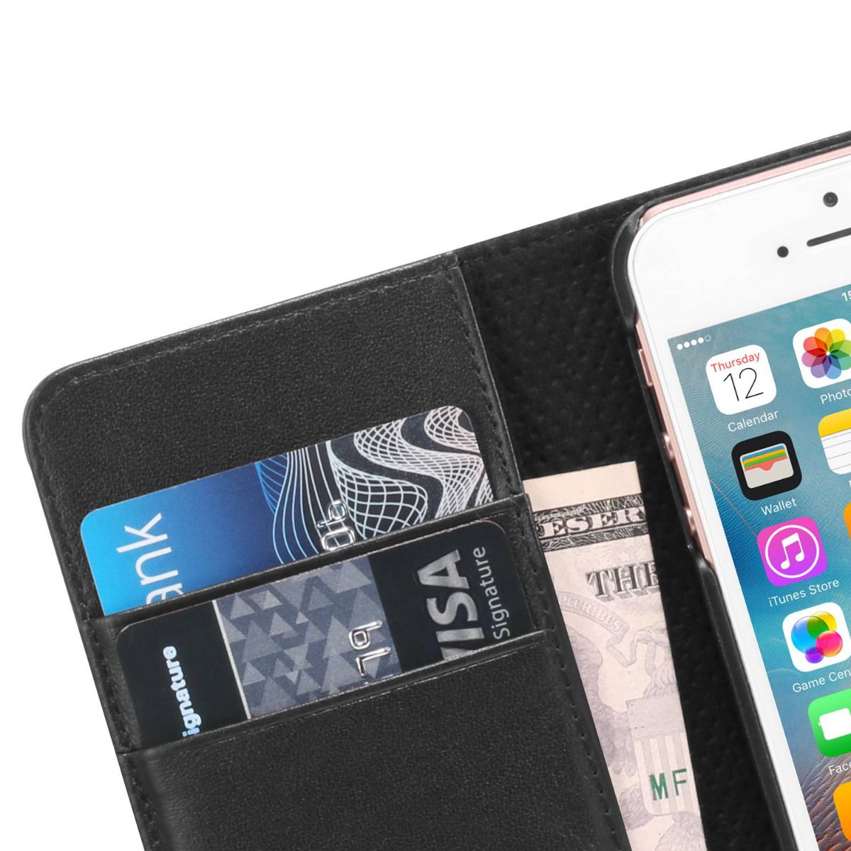 SHIELDON iPhone 5S Flip Case Genuine Leather Wallet Covere