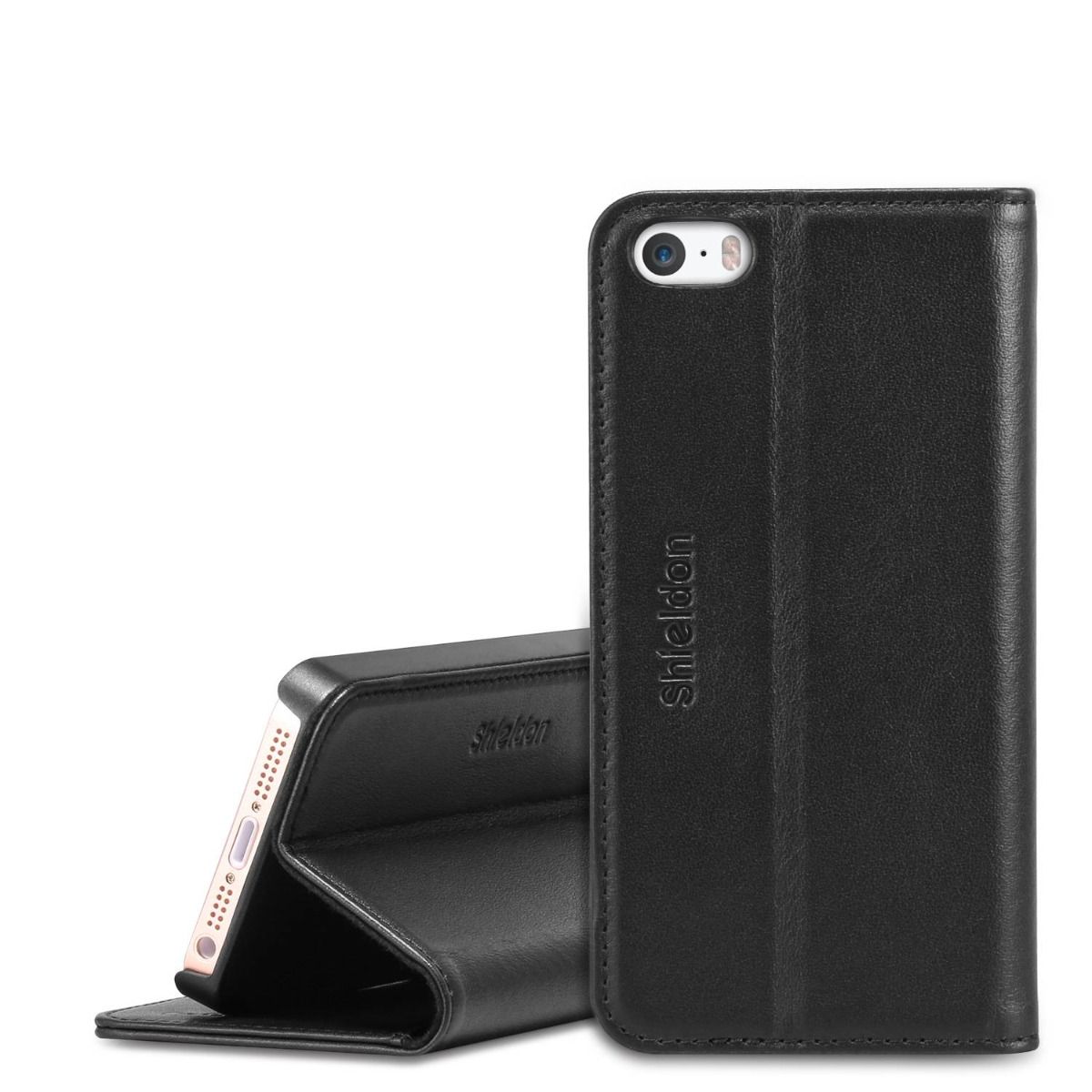 SHIELDON Genuine Leather iPhone 5 Wallet Case