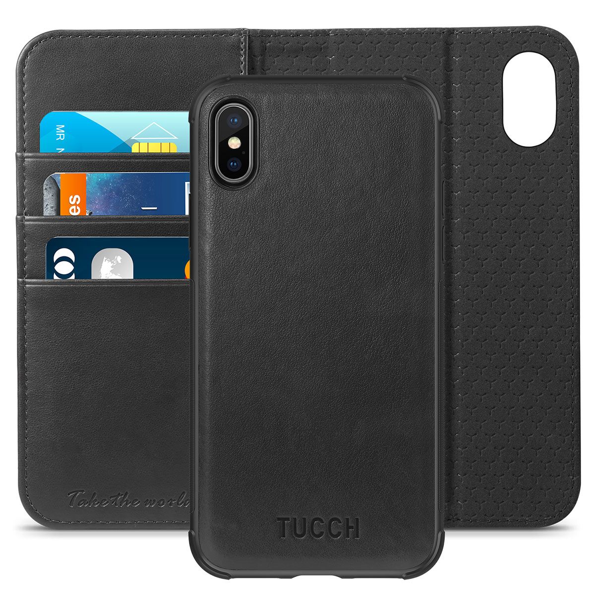 TUCCH iPhone XS Max Leather Wallet Case, iPhone XS Max Detachable Case, 2IN1 Folio / Flip Cover ...